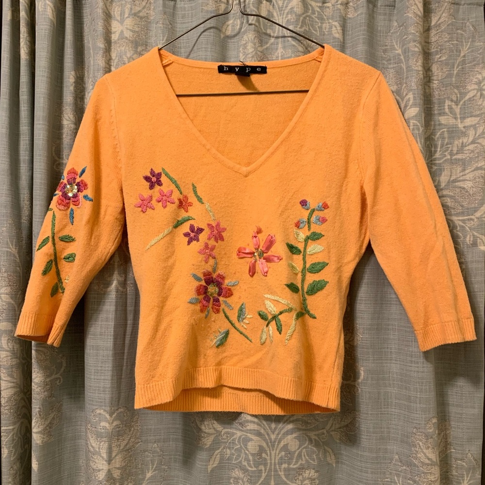 Floral embroidered sweater